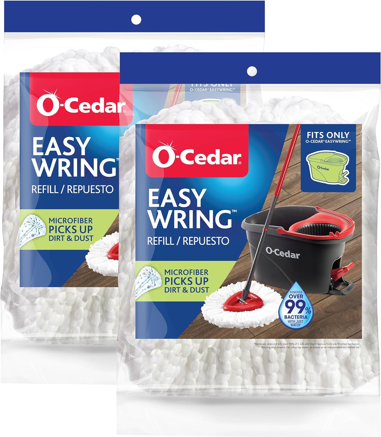O-Cedar EasyWring Spin Mop Head Refill Pack of 2