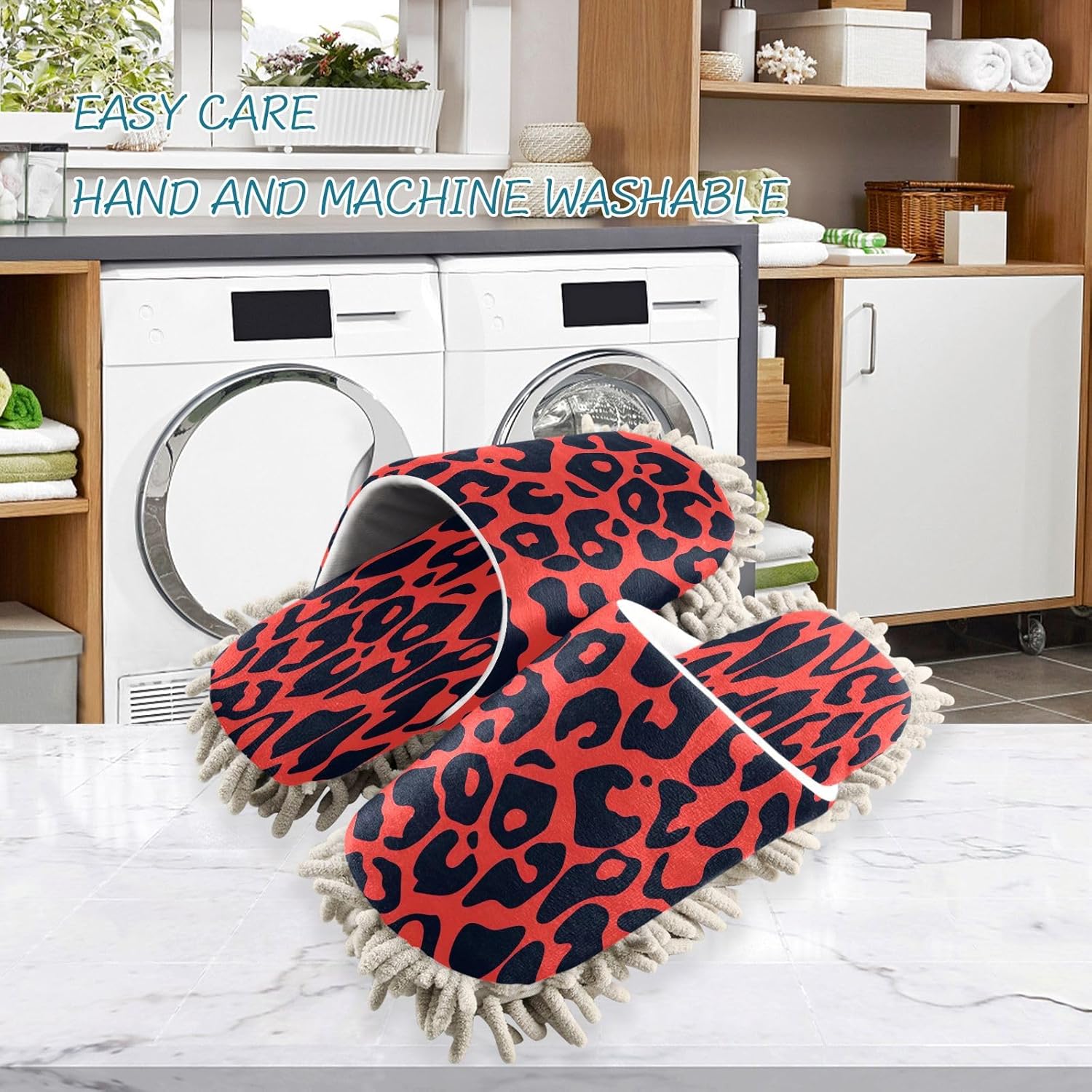 Zhirexin Red Leopard Kitchen Slippers