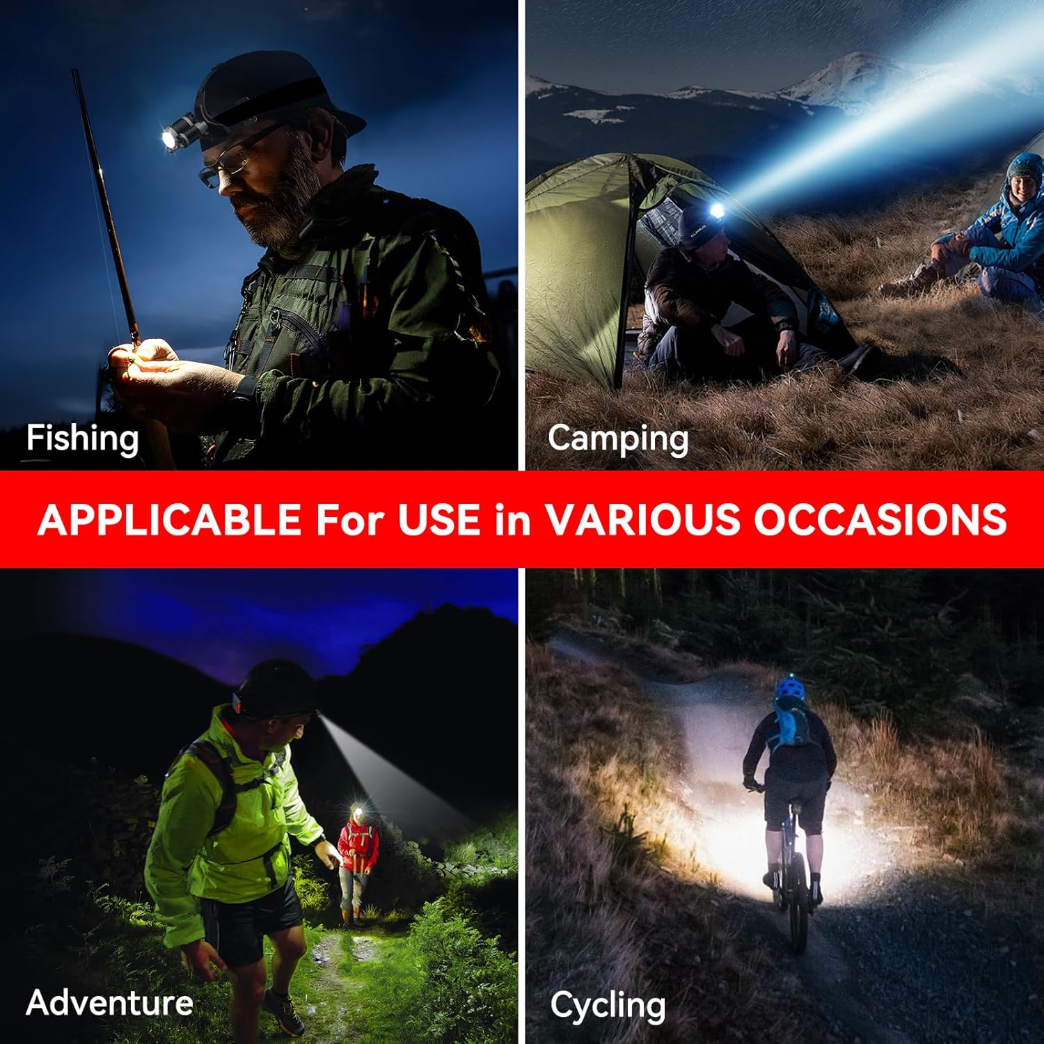 WdtProRechargeable Headlamp 90Adjustable LED Headlamp for Camping Hunting