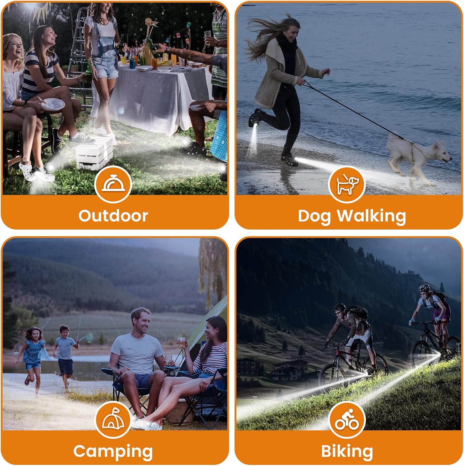 Bright Durable LED Lights for Crocs Shoes - Eco-Friendly camping
