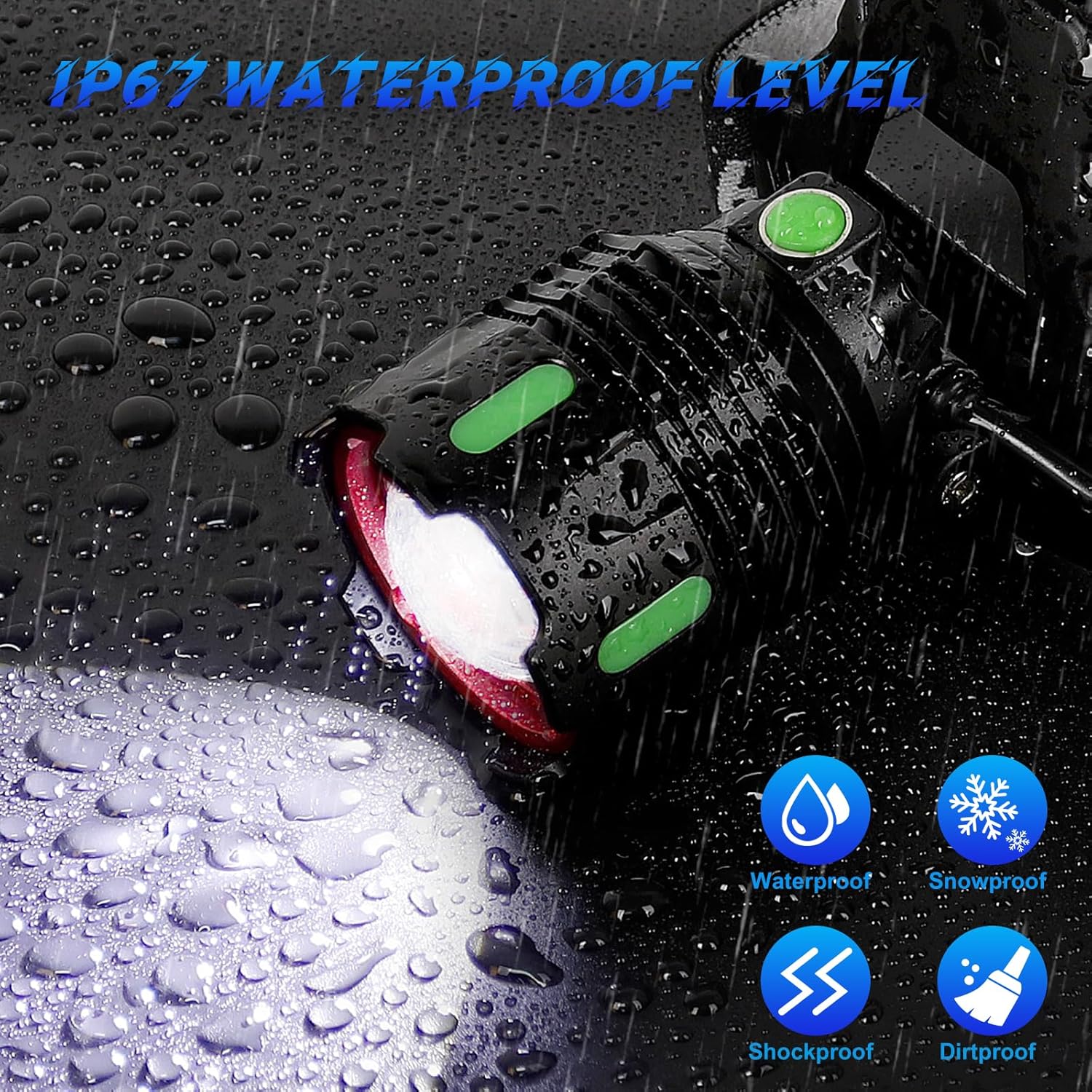 100000 LM Ultra Bright LED Headlamp with Induction Zoom Function IPX67 Waterproof