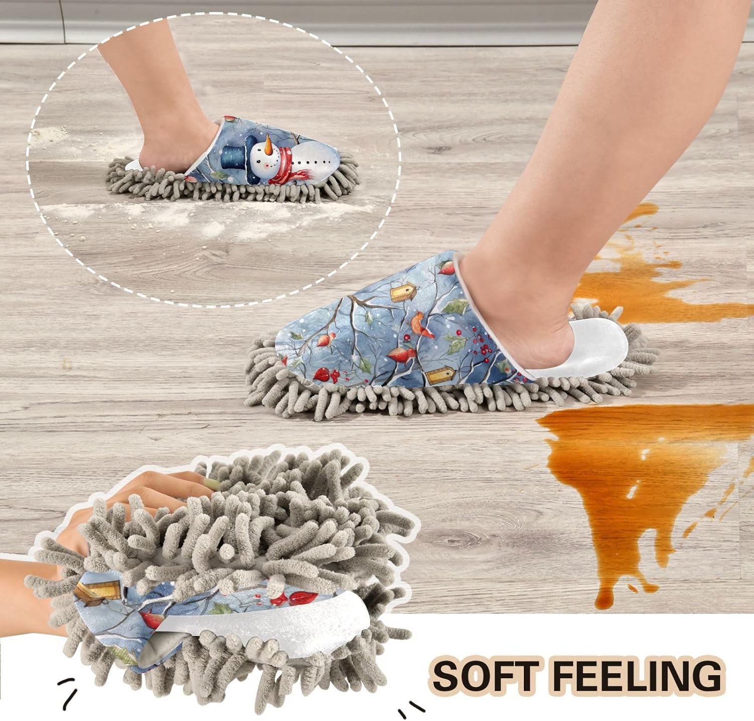 Cozy Bird Winter Mop Slippers for Cleaners