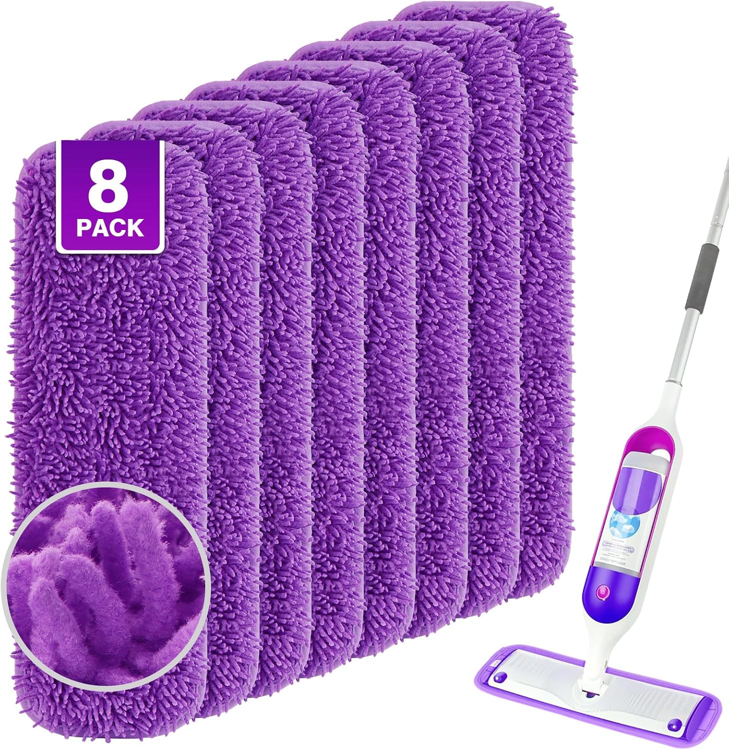 Reusable Mop Pads for Swiffer PowerMop 8-Pack