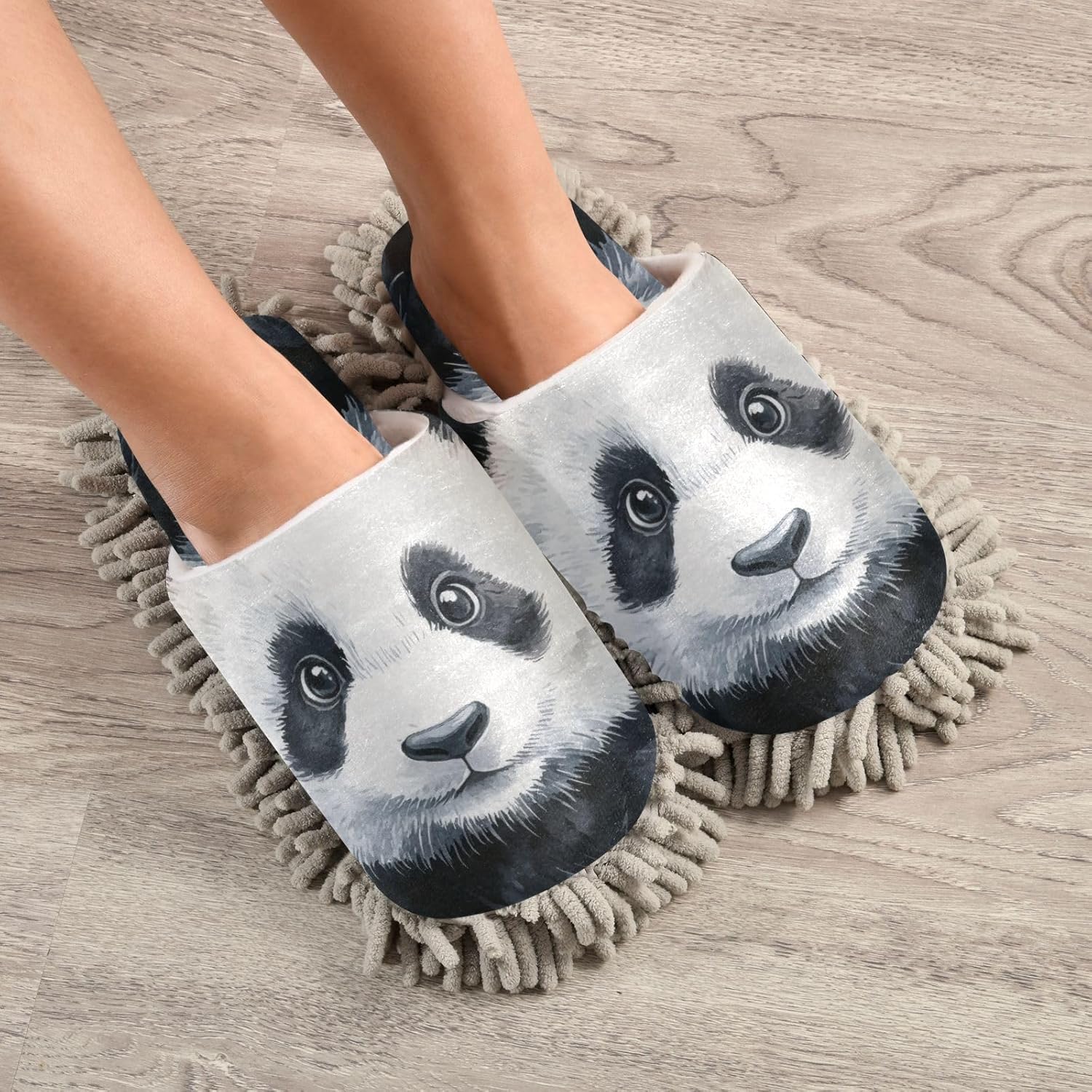 Cute Panda Microfiber Slippers - Soft Mop Slipper for Cleaning Floors