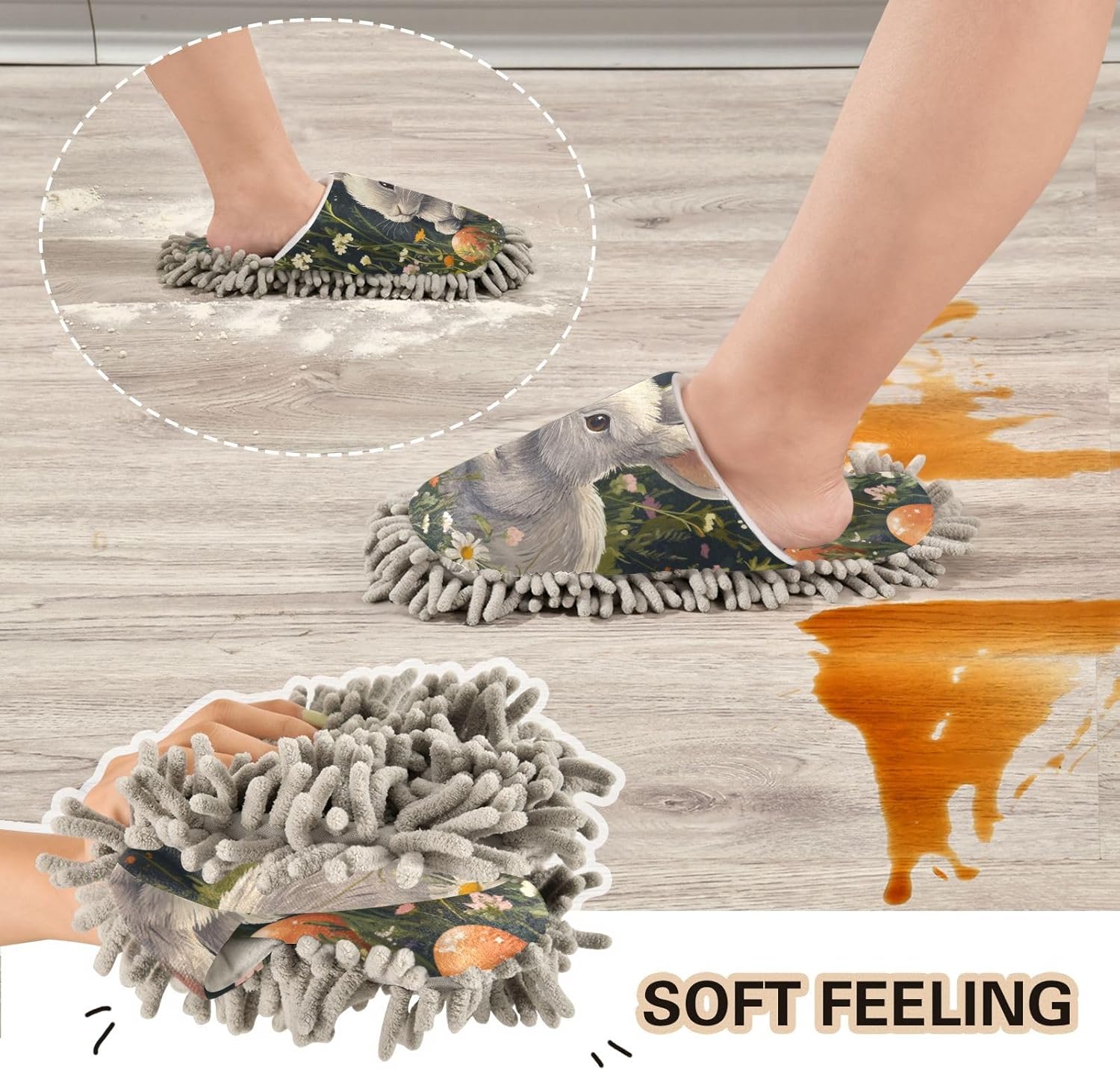 Bunny Style Microfiber Mop Slippers