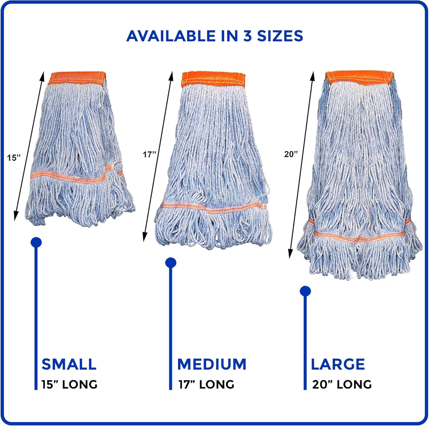 Durable Industrial Dry Mop Heads 20-Inch Loop Refill x6