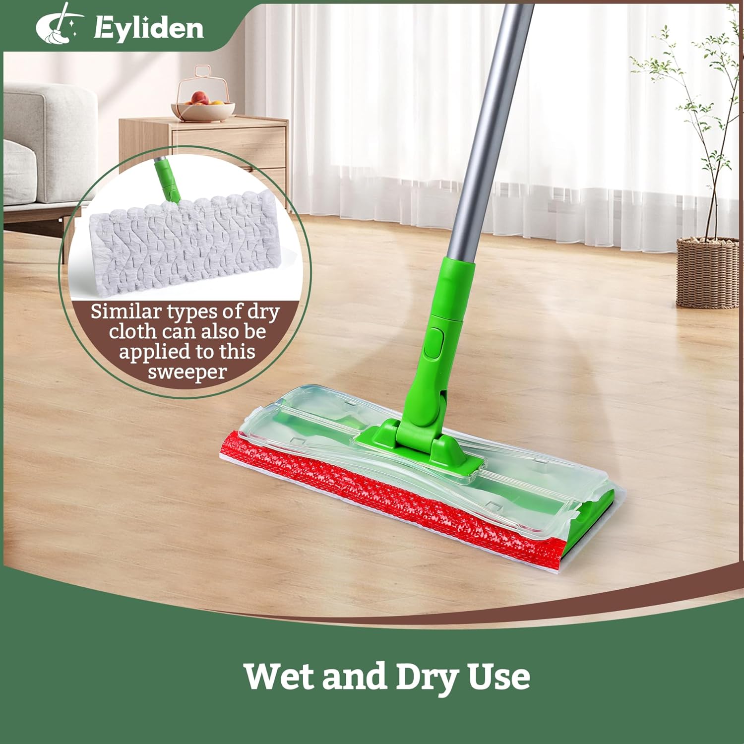 Eyliden Mop with 24 Wet Pads and Refills for Multi Surface Cleaning