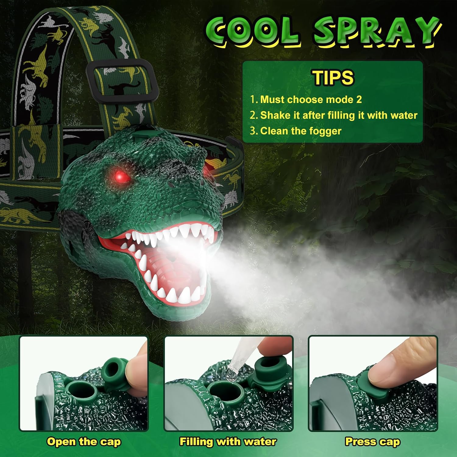 Spray Dinosaur Headlamp 2-Pack