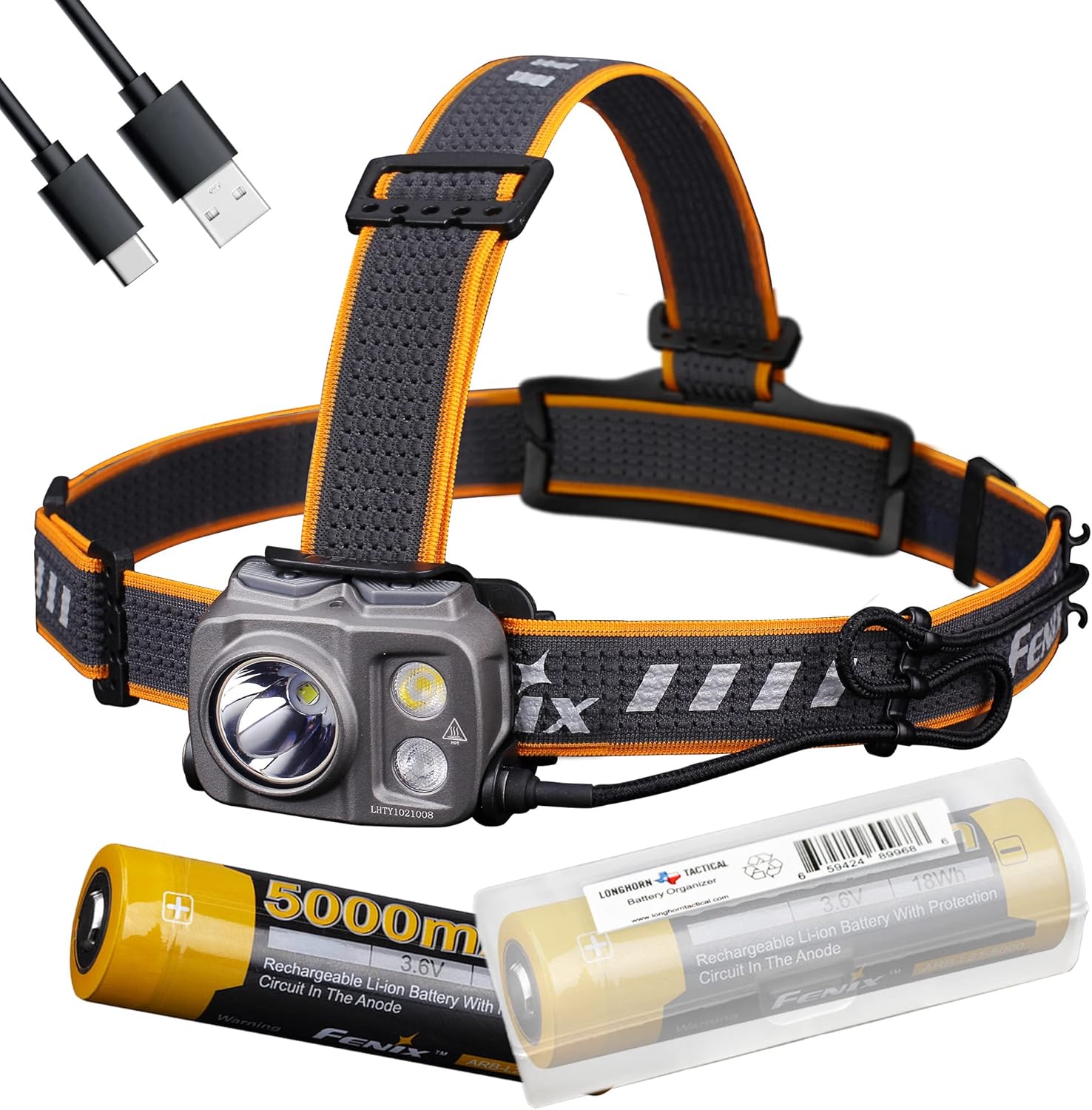Fenix HP25R v20 Rear Battery Headlamp Bundle with 1600 Lumen Spotlight Red Light