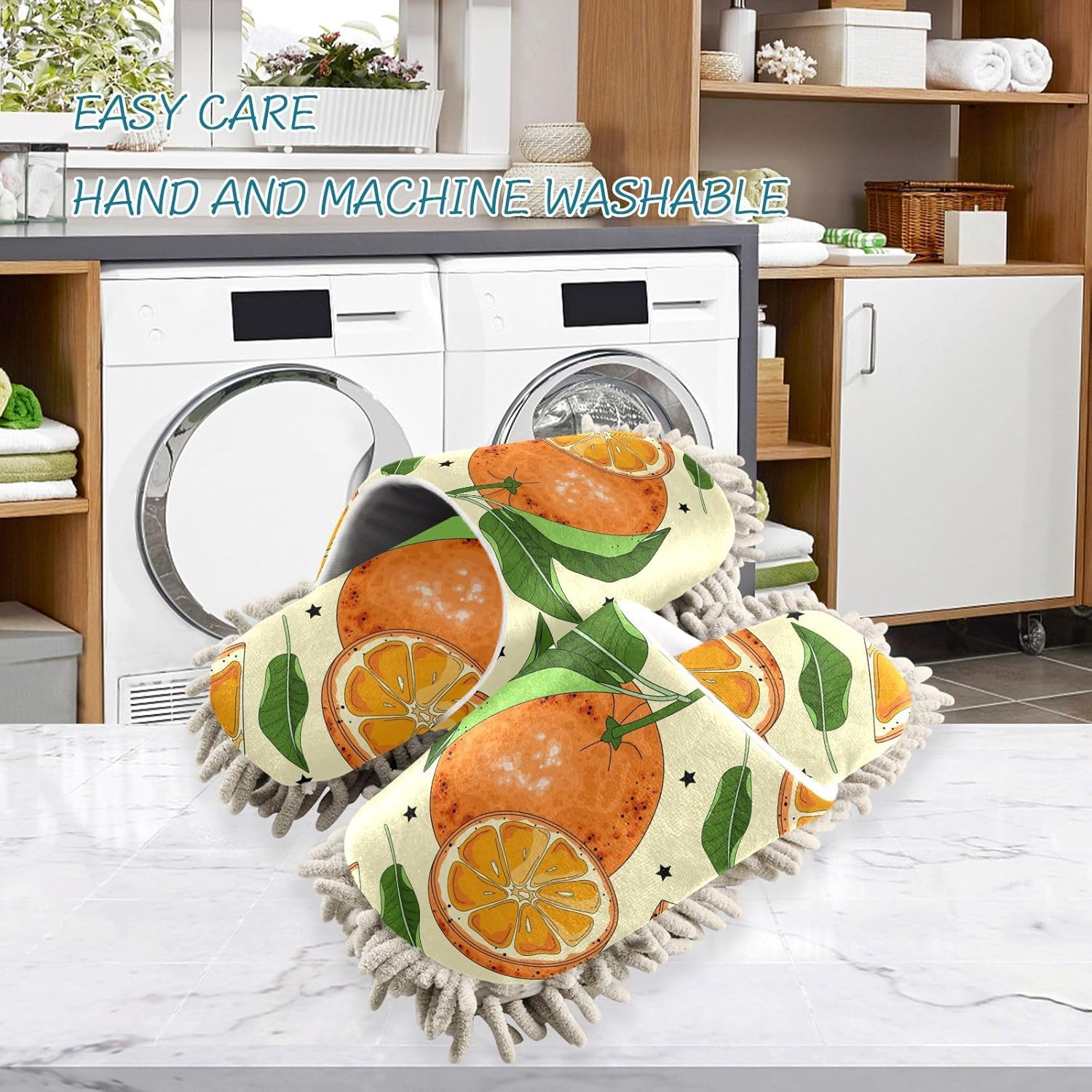 Efficient Orange Slices Mop Slippers for Easy Cleaning