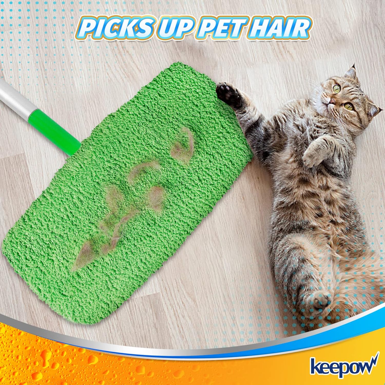 KEEPOW Reusable Wet Pads Swiffer Mop Compatible 4-Pack