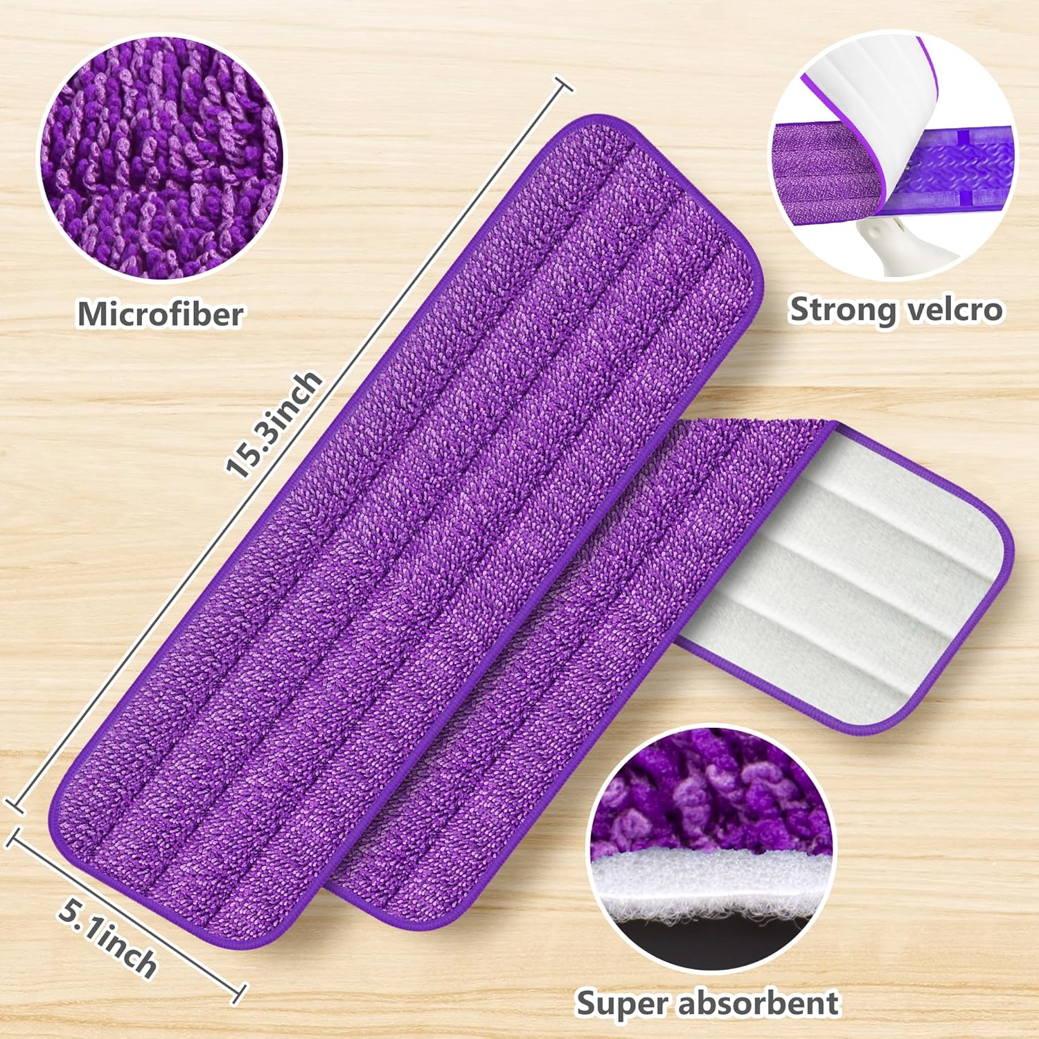 ILAVCOOL 6 Pack Reusable Microfiber Mop Pads for Swiffer PowerMop