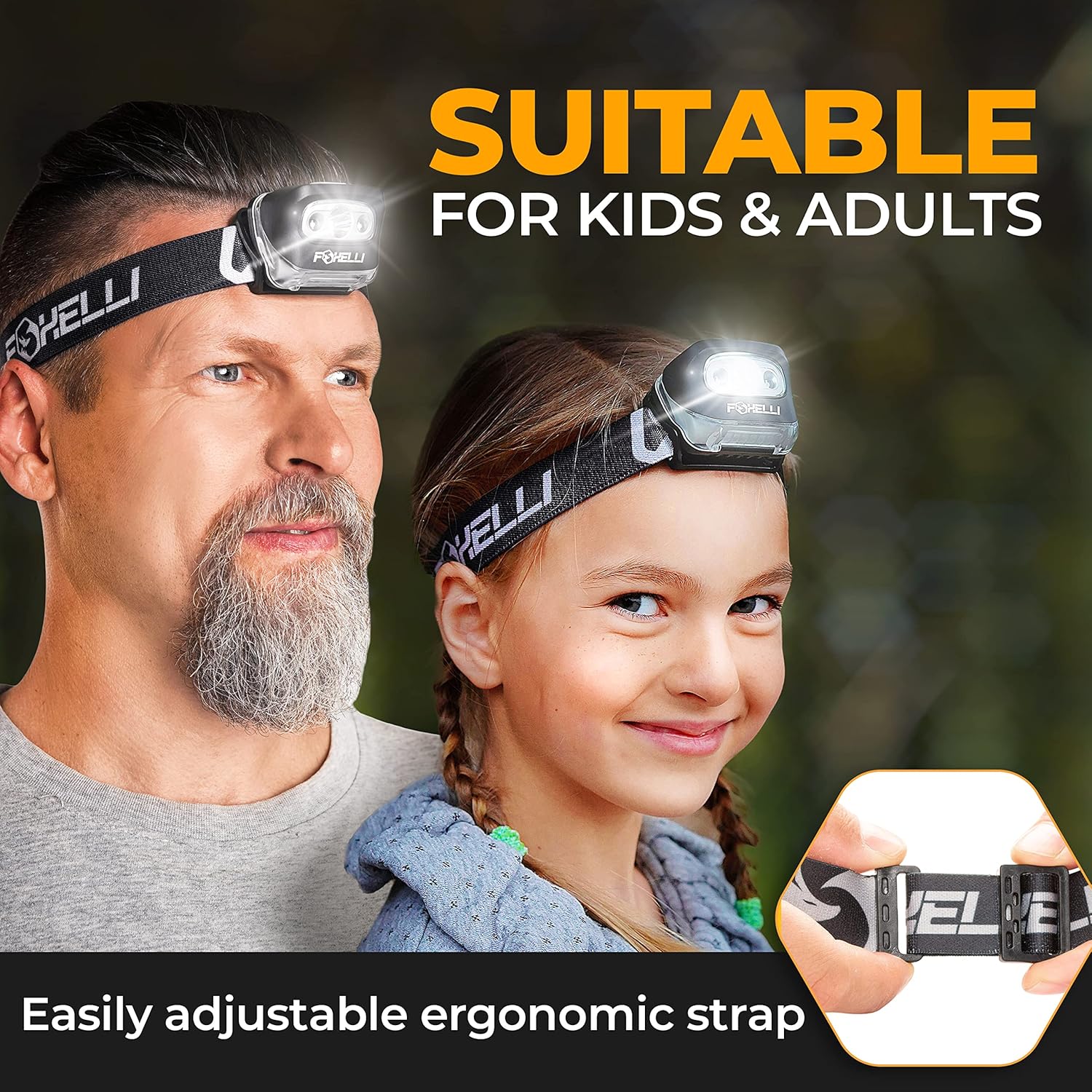 Foxelli SuperBright LED Headlamp Flashlight