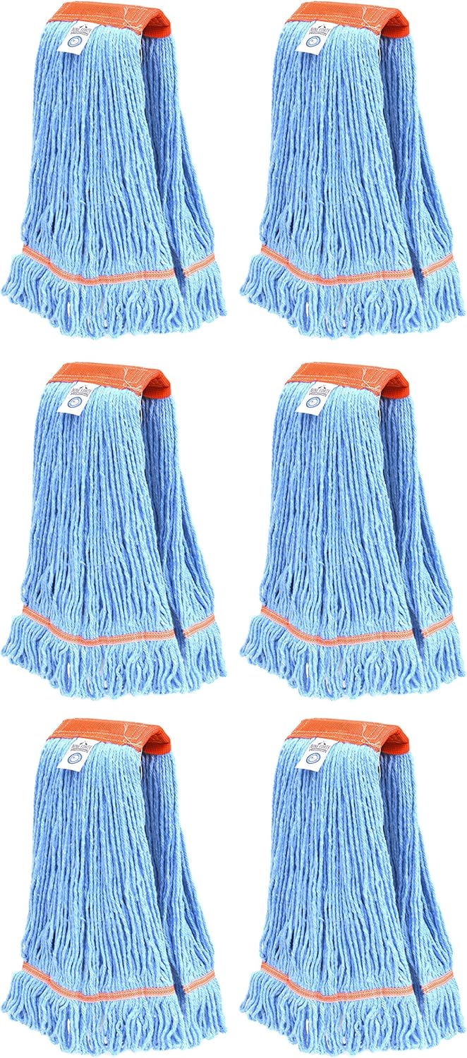 Durable Industrial Dry Mop Heads 20-Inch Loop Refill x6