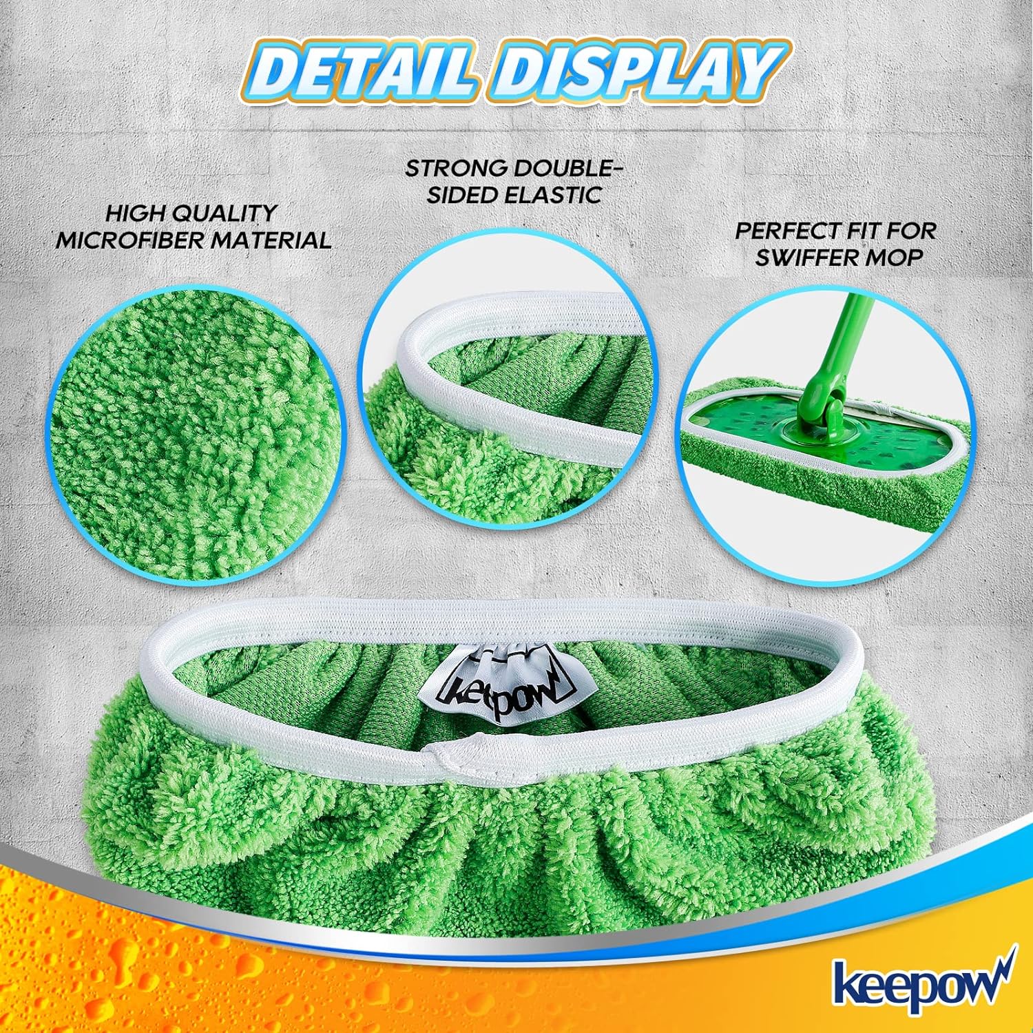 KEEPOW Reusable Wet Pads Swiffer Mop Compatible 4-Pack