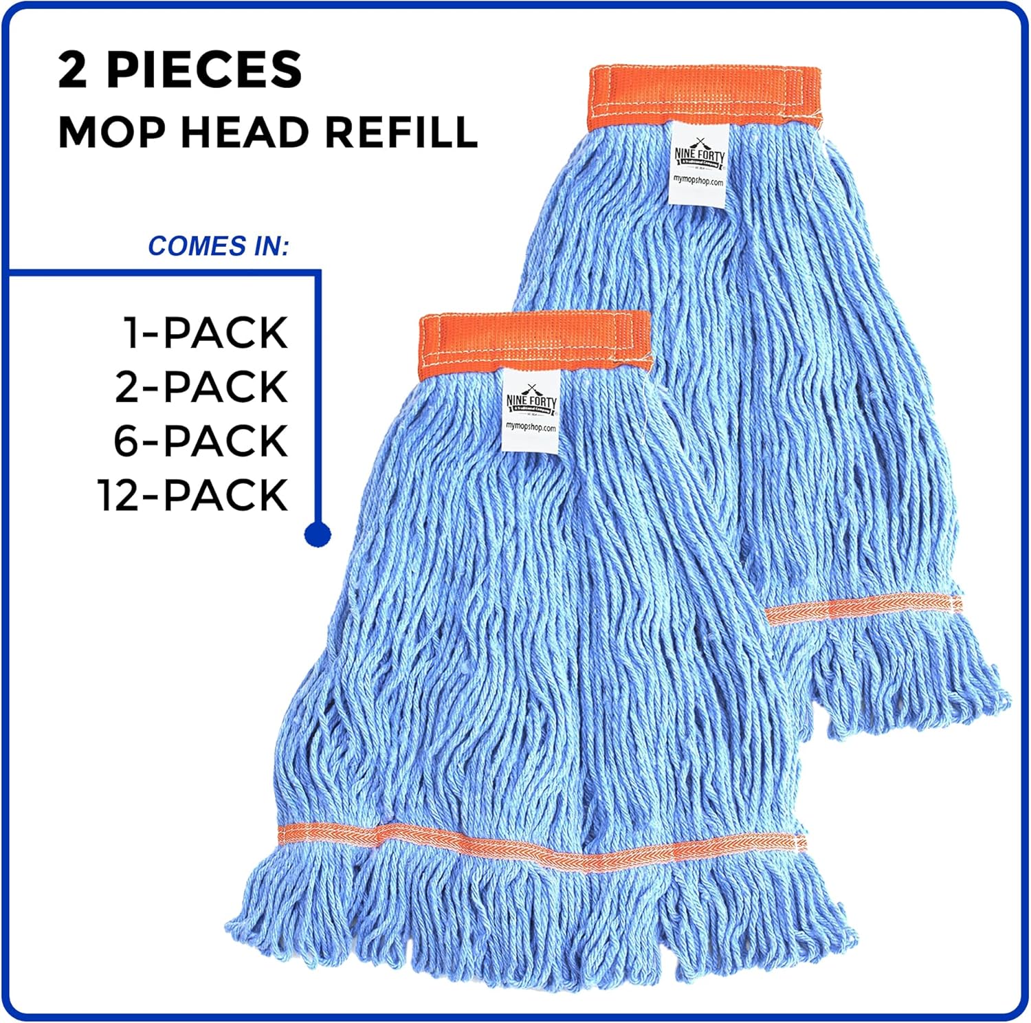 Durable Industrial Dry Mop Heads 20-Inch Loop Refill x6