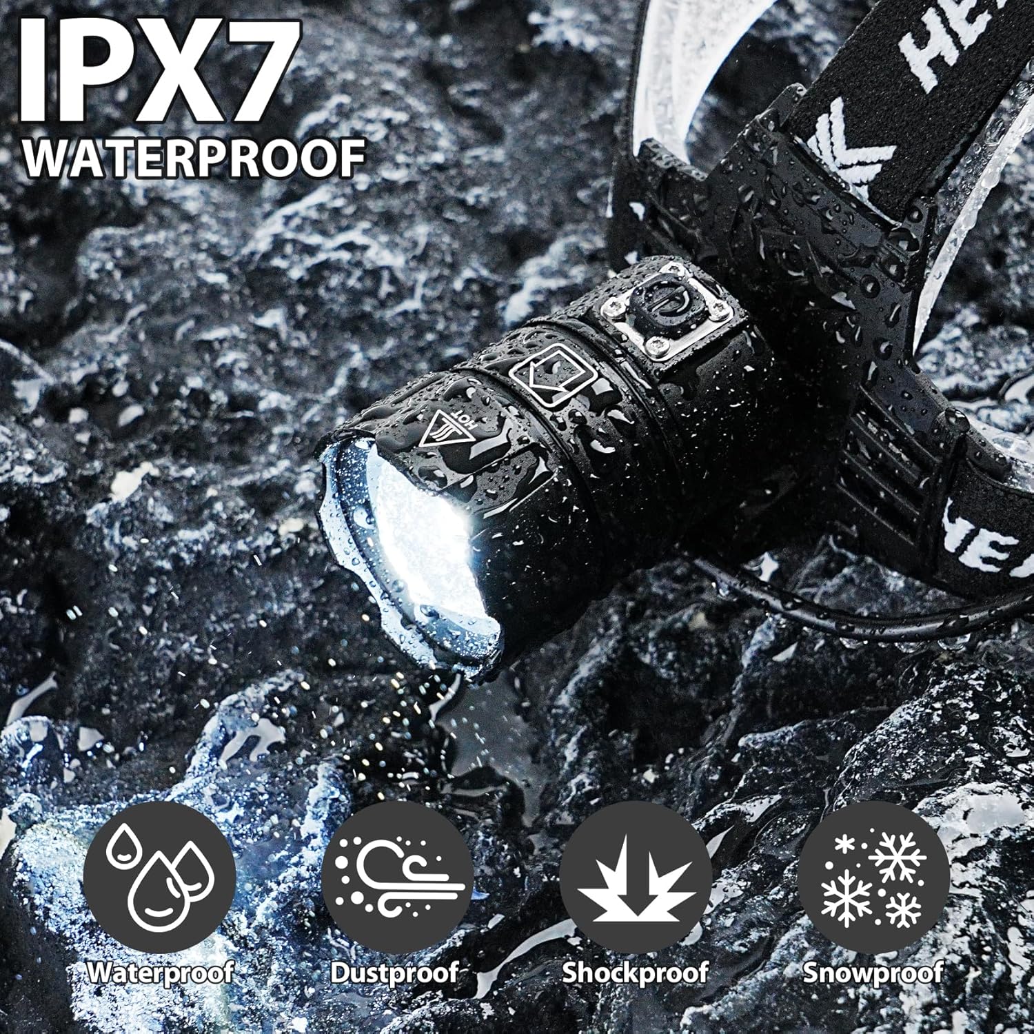 Rechargeable LED Headlamp 990000 Lumens 5 Modes Zoomable IPX7 Waterproof
